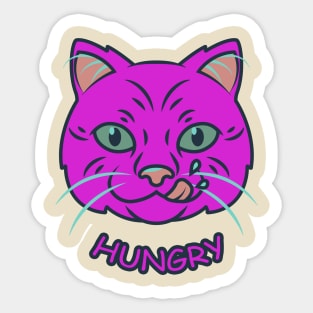 hungry pink cat Sticker